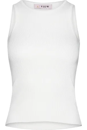 A-View Rib Knit Tank Top Tops T-shirts & Tops Sleeveless White