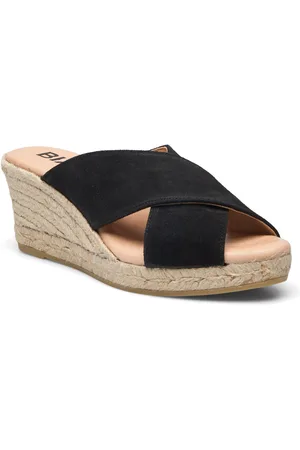 Bianco Biaibiza Wedge Cross Mule Suede Sko Med Kilehæl Black