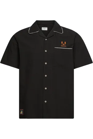 Percival Percico Bowling Shirt Tops Shirts Short-sleeved Black