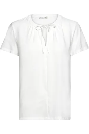 TOM TAILOR T-Shirt Fabric Mix Tops T-shirts & Tops Short-sleeved White