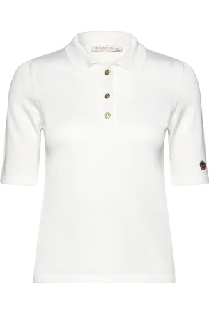 BUSNEL Thelma Solid Top Designers T-shirts & Tops Polos White