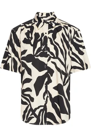 GANT Rel Palm Print Ss Shirt Tops Shirts Short-sleeved Black