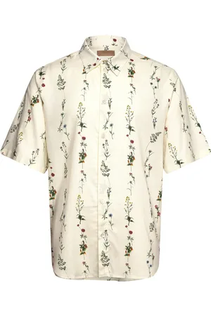Rue de Tokyo Silvio Japanese Floral Print Tops Shirts Short-sleeved Cream