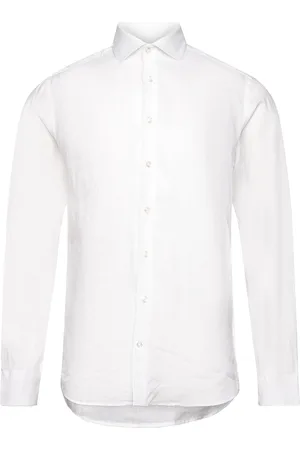Bruun & Stengade Bs Perth Casual Slim Fit Shirt Tops Shirts Linen Shirts White