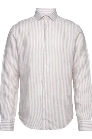 Bruun & Stengade Bs Sydney Casual Slim Fit Shirt Tops Shirts Linen Shirts White