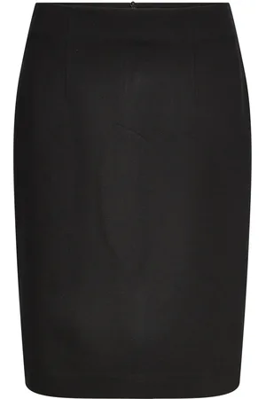 MANGO Pencil Skirt With Rome-Knit Opening Knælang Nederdel Black