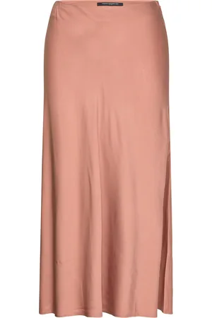 French Connection Ennis Satin Midaxi Slip Skirt Knælang Nederdel Beige