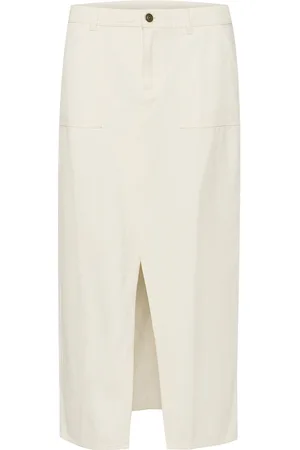 Culture Cureba Skirt Knælang Nederdel White