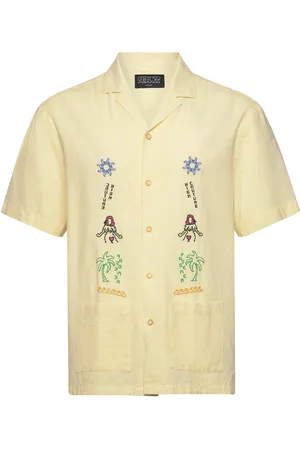 PAS DE MER Postcard Shirt Tops Shirts Short-sleeved Yellow