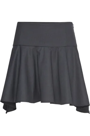 MANGO Wool Mini-Skirt With Asymmetrical Hem Kort Nederdel Grey