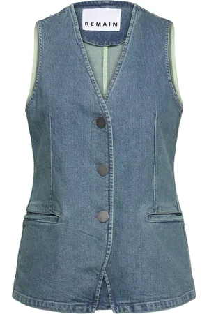 REMAIN Birger Christensen Denim Waistcoat Designers Denim Vests Blue