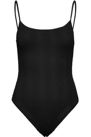 MANGO Textured Swimsuit Badedragt Badetøj Black