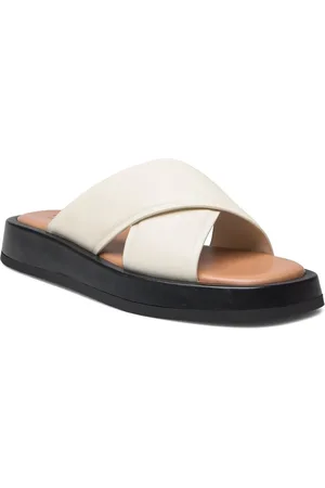 Newd Women Slides Flade Sandaler Cream