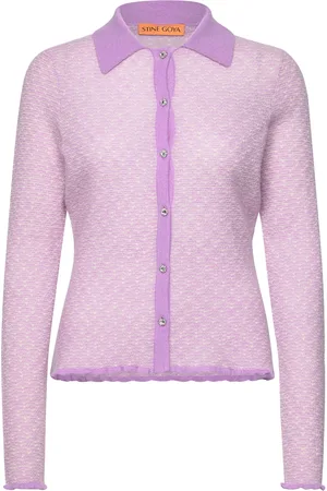 STINE GOYA Sgbobbi, 2033 Light Weight Knit Designers Knitwear Cardigans Purple