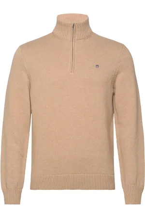 GANT Casual Cotton Half Zip Tops Knitwear Half Zip Jumpers Beige