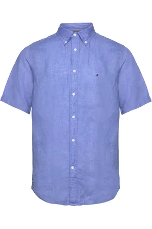 Tommy Hilfiger Pigment Dyed Linen Rf Shirt S/S Tops Shirts Short-sleeved Blue