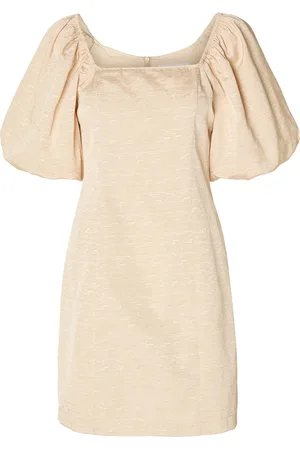 SELECTED Slffirmina 3/4 On Off Short Dress B Kort Kjole Cream