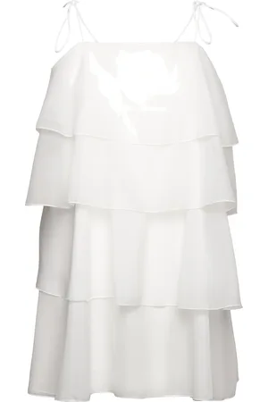 Gina Tricot Organza Frill Mini Dress Kort Kjole Cream