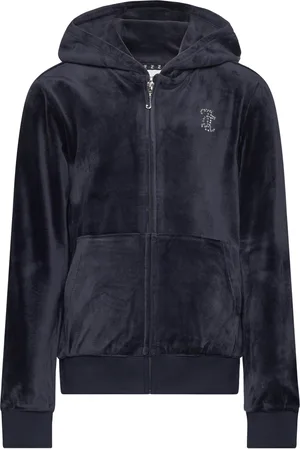 Juicy Couture Diamante Zip Through Hoodie Tops Sweatshirts & Hoodies Hoodies Navy