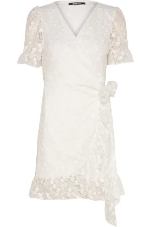 Gina Tricot Lace Wrap Mini Dress Kort Kjole Cream