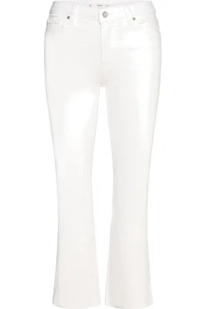 MANGO Sienna Flared Cropped Jeans Bottoms Jeans Flares White