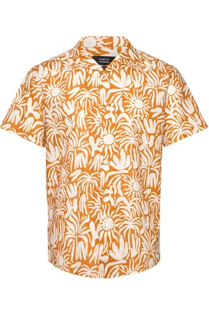 Clean Cut Bowling Noam Cotton Linen Shirt S/S Tops Shirts Short-sleeved Orange