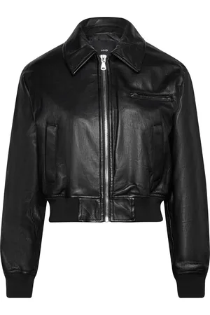 MANGO Vintage Leather-Effect Jacket Læderjakke Skindjakke Black
