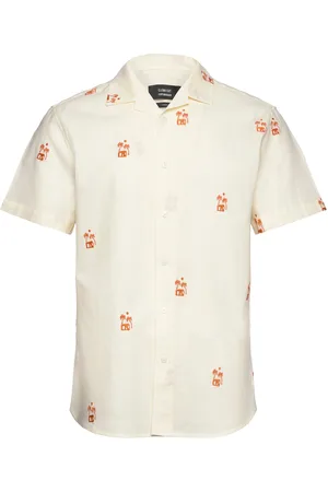 Clean Cut Bowling Felix Cotton Linen Shirt S/ Tops Shirts Short-sleeved Cream