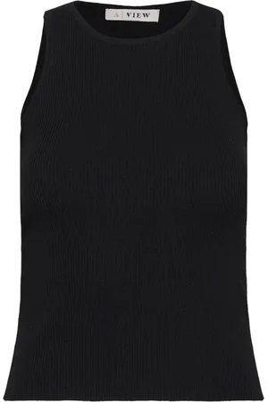 A-View Rib Knit Tank Top Tops T-shirts & Tops Sleeveless Black