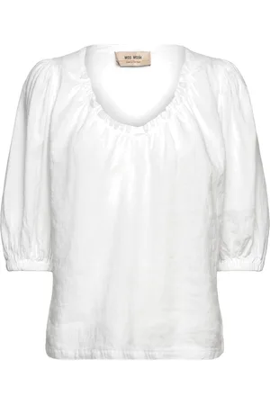 Mos Mosh Mmtaissa Linen Blouse Tops Blouses Short-sleeved White