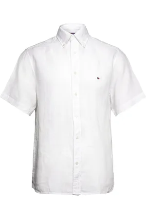 Tommy Hilfiger Pigment Dyed Linen Rf Shirt S/S Tops Shirts Short-sleeved White