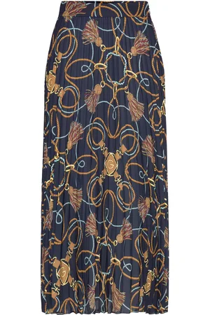 GANT Rope Print Skirt Lang Nederdel Navy