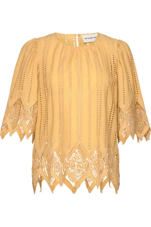 Munthe Kifu Tops Blouses Short-sleeved Yellow