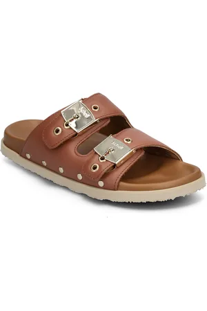 Scholl Sl Pescura Elisabeth Leather Flade Sandaler Brown