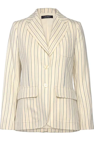 Ralph Lauren Striped Cotton-Blend Blazer Blazers Single Breasted Blazers Cream