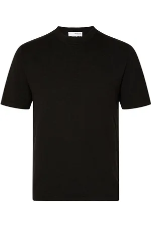 SELECTED Slhberg Linen Ss Knit Tee Noos Tops T-Kortærmet Skjorte Black