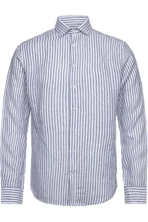 Bruun & Stengade Bs Sydney Casual Slim Fit Shirt Tops Shirts Linen Shirts Blue