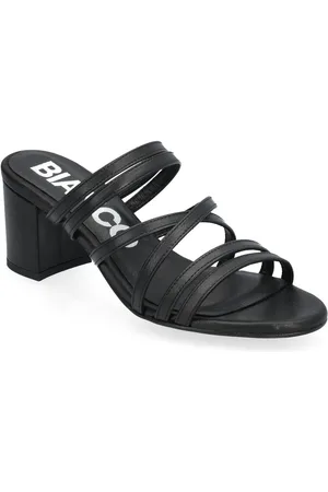Bianco Biabelle High Heeled Mule Smooth Leather Sandal Med Hæl Black