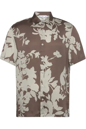 MANGO Flowy Floral Print Shirt Tops Shirts Short-sleeved Brown