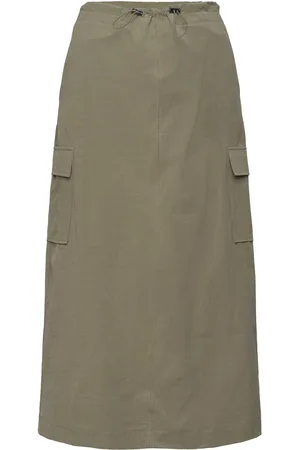 MANGO Midi-Skirt With Cargo Pockets Knælang Nederdel Khaki Green