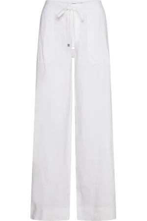 Ralph Lauren Linen Wide-Leg Pant Bottoms Trousers Linen Trousers White
