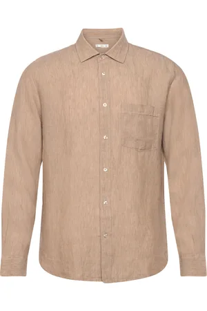 MANGO Classic Fit 100% Linen Shirt Tops Shirts Linen Shirts Beige