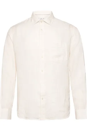 MANGO Classic Fit 100% Linen Shirt Tops Shirts Linen Shirts White