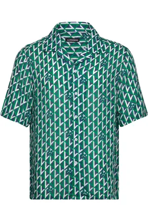J Lindeberg Donso Airy Island Geo Shirt Designers Shirts Short-sleeved Green