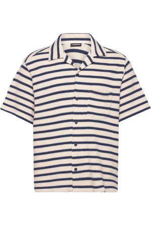 J Lindeberg Tiro Resort Stripe Shirt Designers Shirts Short-sleeved Beige