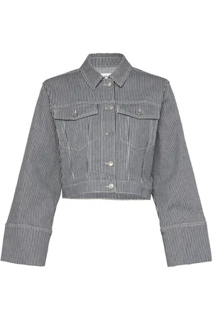 SELECTED Slfmyra Ls Stripe Short Denim Jacket Jakke Denimjakke Navy