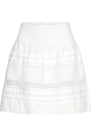 Ralph Lauren Lace-Trim Cotton Broadcloth Miniskirt Kort Nederdel White