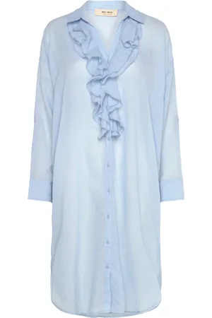 Mos Mosh Mmjelena Voile Dress Knælang Kjole Blue