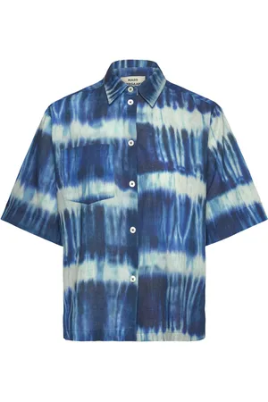 Mads Norgaard Colin Lorella Shirt Aop Tops Shirts Short-sleeved Blue