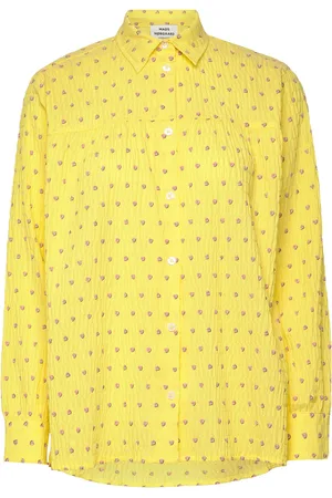 Mads Norgaard Crinckle Pop Vinny Shirt Aop Tops Shirts Long-sleeved Yellow